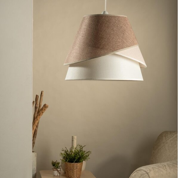 ONLI - Lampadario a cavo POLLON 1xE27/15W/230V marrone/crema/beige