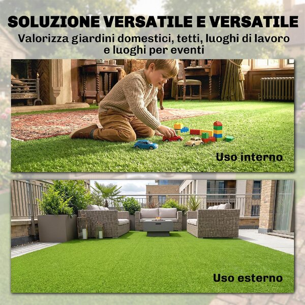 VivaGarden Prato Sintetico Tappeto Erba Finto Artificiale 10 mm 1x4 m colore Verde