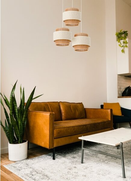 Lampadario a corda BOHO 3xE27/60W/230V crema/iuta