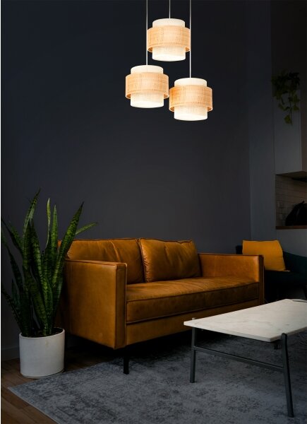 Lampadario su cavo BOHO 3xE27/60W/230V iuta/crema