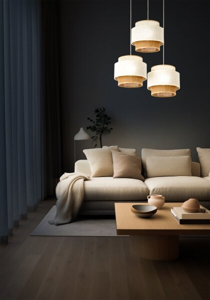 Lampada a sospensione con cavo BOHO 3xE27/60W/230V bianco/iuta