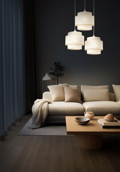 Lampadario a sospensione BOHO con cavo 3xE27/60W/230V bianco