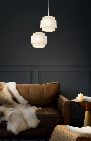 Lampadario a sospensione con cavo BOHO 2xE27/60W/230V crema/iuta