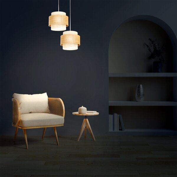 Lampadario sospeso su cavo BOHO 2xE27/60W/230V iuta/crema