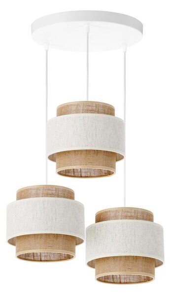 Lampadario a corda BOHO 3xE27/60W/230V crema/iuta