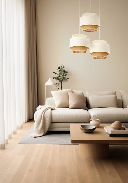 Lampada a sospensione con cavo BOHO 3xE27/60W/230V bianco/iuta
