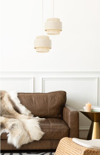 Lampadario a sospensione con cavo BOHO 2xE27/60W/230V crema/iuta