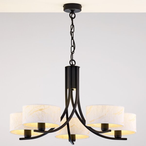 Jupiter 2104 - Lampadario a catena ARTHUR 5xE27/15W/230V bianco/nero/effetto marmo
