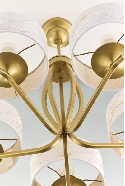 Jupiter 2110 - Lampadario su asta KASZMIR 5xE27/15W/230V bianco/oro/effetto marmo