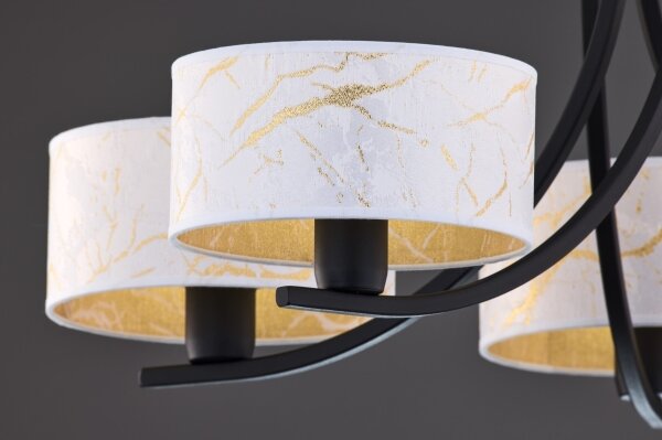 Jupiter 2104 - Lampadario a catena ARTHUR 5xE27/15W/230V bianco/nero/effetto marmo