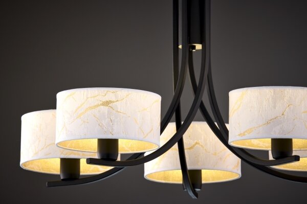 Jupiter 2104 - Lampadario a catena ARTHUR 5xE27/15W/230V bianco/nero/effetto marmo