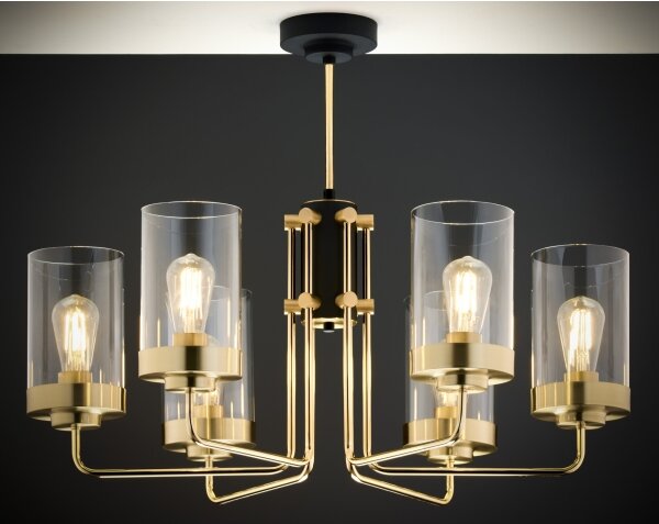 Jupiter 2089 - Lampadario a stelo RAMIREZ 6xE27/15W/230V oro/nero
