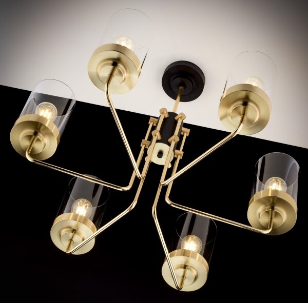 Jupiter 2089 - Lampadario a stelo RAMIREZ 6xE27/15W/230V oro/nero