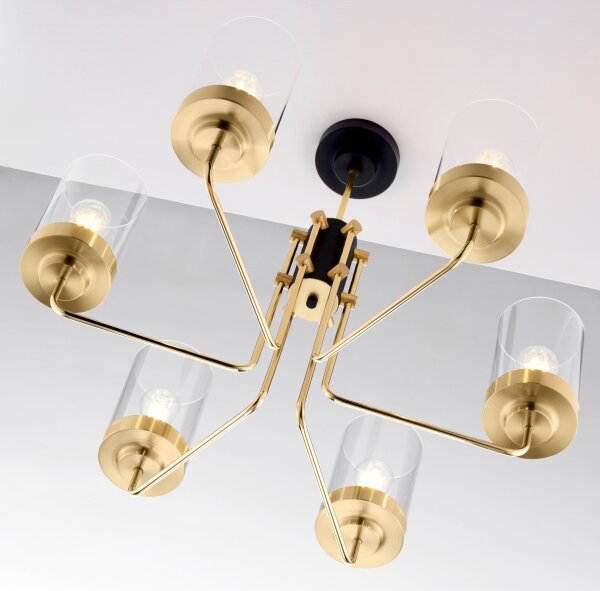 Jupiter 2089 - Lampadario a stelo RAMIREZ 6xE27/15W/230V oro/nero