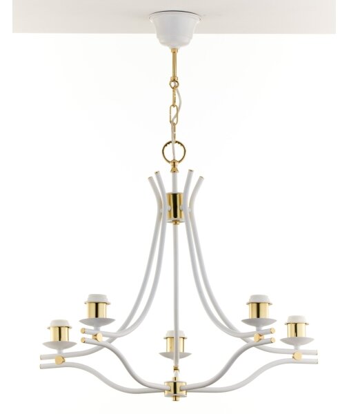 Jupiter 2084 - Lampadario a catena SAMBA 5xE27/15W/230V bianco/oro