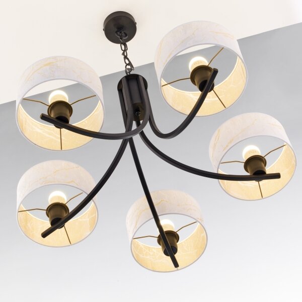 Jupiter 2104 - Lampadario a catena ARTHUR 5xE27/15W/230V bianco/nero/effetto marmo