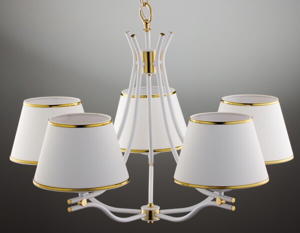 Jupiter 2084 - Lampadario a catena SAMBA 5xE27/15W/230V bianco/oro