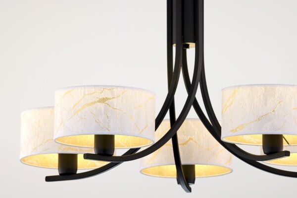 Jupiter 2104 - Lampadario a catena ARTHUR 5xE27/15W/230V bianco/nero/effetto marmo