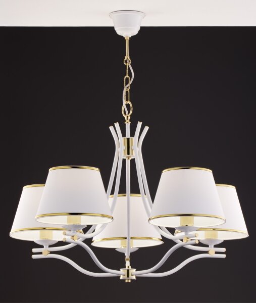 Jupiter 2084 - Lampadario a catena SAMBA 5xE27/15W/230V bianco/oro