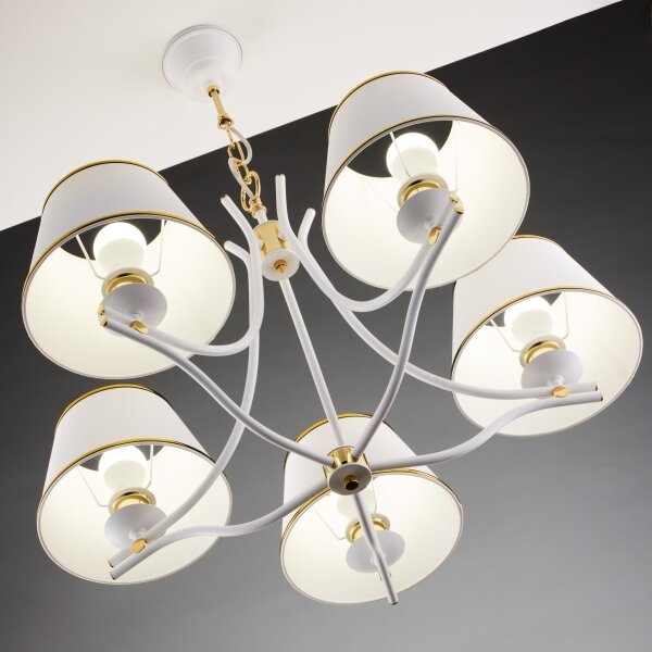 Jupiter 2084 - Lampadario a catena SAMBA 5xE27/15W/230V bianco/oro