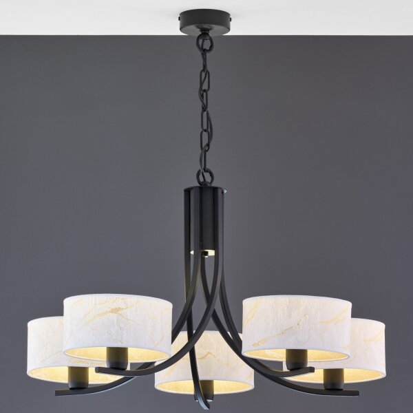 Jupiter 2104 - Lampadario a catena ARTHUR 5xE27/15W/230V bianco/nero/effetto marmo
