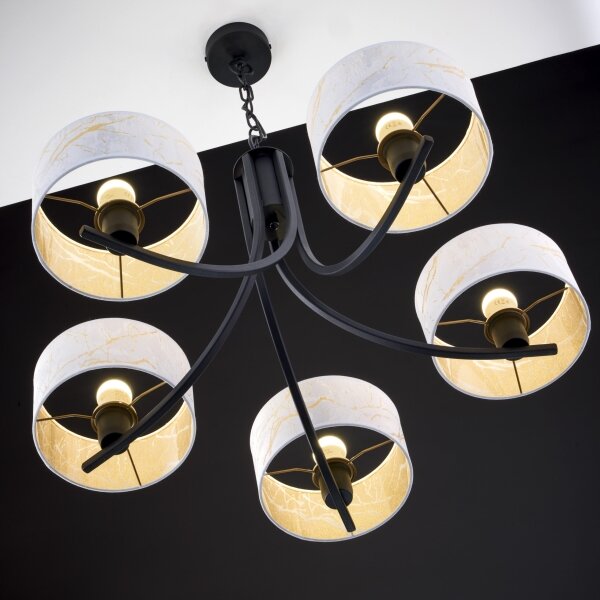 Jupiter 2104 - Lampadario a catena ARTHUR 5xE27/15W/230V bianco/nero/effetto marmo