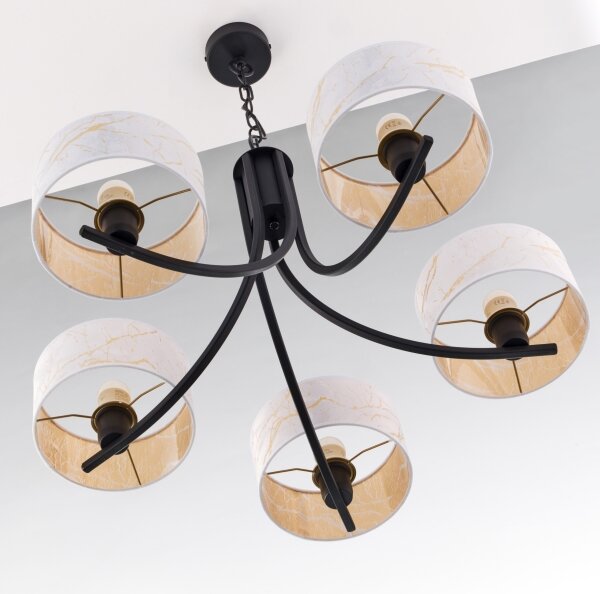 Jupiter 2104 - Lampadario a catena ARTHUR 5xE27/15W/230V bianco/nero/effetto marmo
