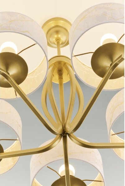 Jupiter 2110 - Lampadario su asta KASZMIR 5xE27/15W/230V bianco/oro/effetto marmo