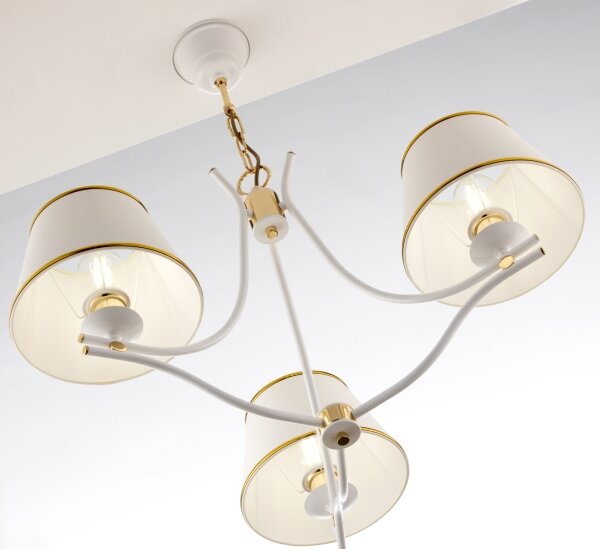 Jupiter 2085 - Lampadario a catena SAMBA 3xE27/15W/230V bianco/oro
