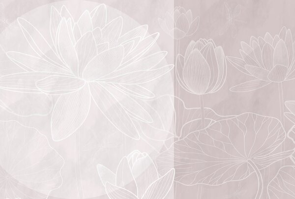 Carta da parati Disegno di un fiore bianco su sfondo grigio, Carta da parati Floreale, Carta da parati popolare, w03005v2 - Tapeko.it