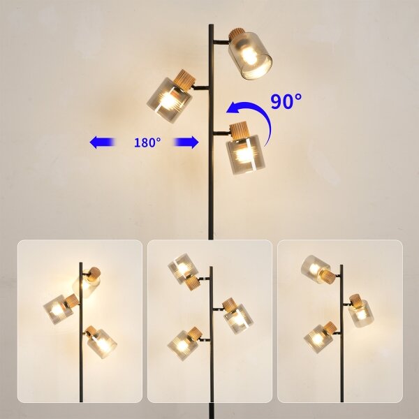 Brilagi - Lampada da terra HYGGE 3xE14/15W/230V legno/fumé