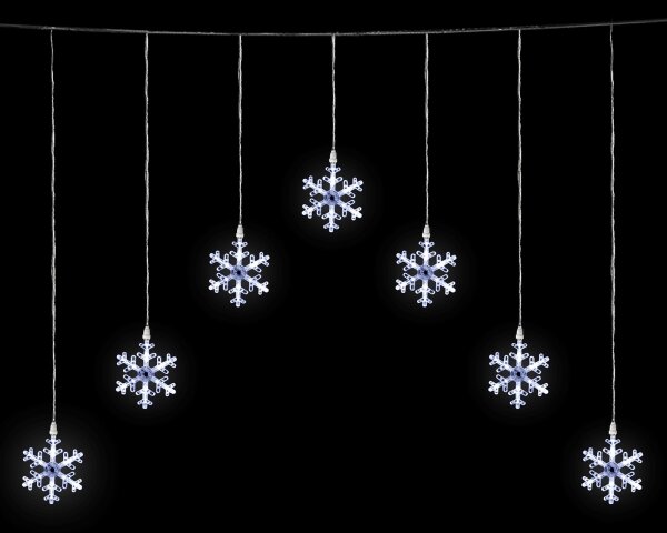 Aigostar - Catena LED da esterno 84 LED / 8 funzioni 1,2 x 1 m IP44 bianco freddo con fiocchi di neve