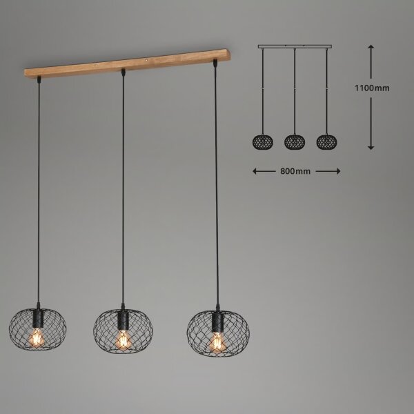 Brilo 4037-035 - Lampadario a sospensione con cavo WINKI 3xE27/40W/230V