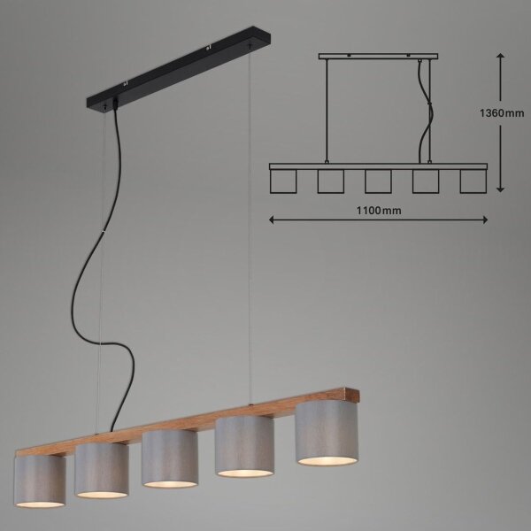 Briloner 4075-054 - Lampadario a sospensione su cavo RHON 5xE14/25W/230V