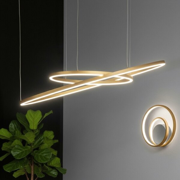Ideal Lux - Lampadario LED sospeso su cavo ORACLE SLIM LED/83W/230V 4000K diam. 150 cm oro