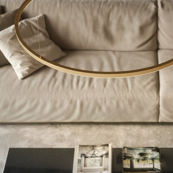 Ideal Lux - Lampadario LED sospeso su cavo ORACLE SLIM LED/83W/230V 4000K diam. 150 cm oro