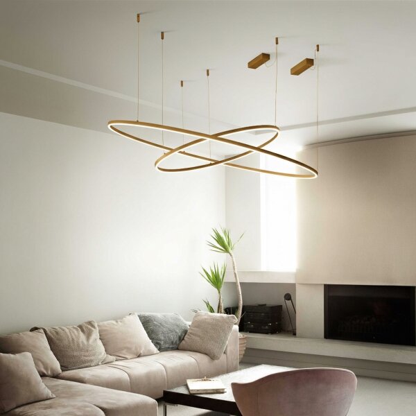 Ideal Lux - Lampadario LED sospeso su cavo ORACLE SLIM LED/83W/230V 4000K diam. 150 cm oro