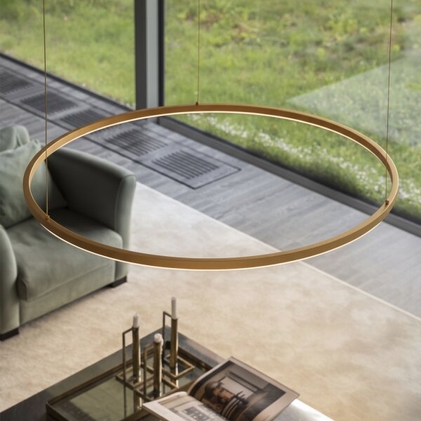 Ideal Lux - Lampadario LED sospeso su cavo ORACLE SLIM LED/83W/230V 4000K diam. 150 cm oro