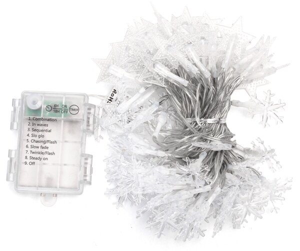 Aigostar - Catena luminosa LED da esterno 100 LED / 8 funzioni, alimentata da 3 batterie AA, 10 m, IP44, bianco freddo