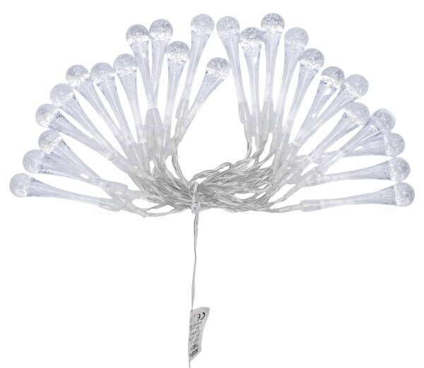 Aigostar - Catena luminosa LED natalizia da esterno 25xLED/8 funzioni 3xAA 2,5m IP44 bianco caldo gocce