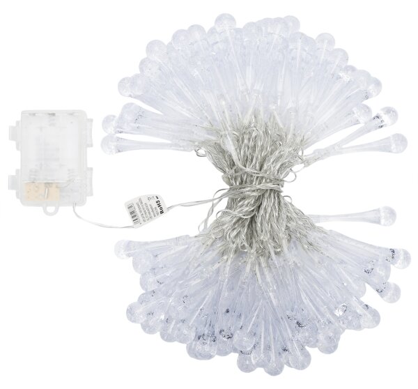 Aigostar - LED catena luminosa natalizia per esterni 100xLED/8 funzioni 3xAA 10m IP44 bianco caldo a goccia