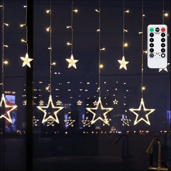 Aigostar - Catena luminosa natalizia LED da esterno 120xLED/6W/230V/8 funzioni 3x0,6m IP44 bianco caldo+telecomando