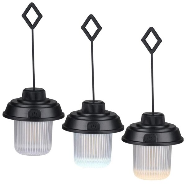 Grundig - Lanterna da campeggio LED/3xAA 3000/4500/6000K IP44 nera