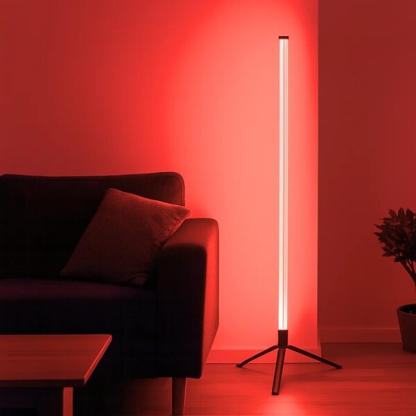 Grundig - Lampada da terra dimmerabile LED RGBW, 10W/5V, nera + telecomando