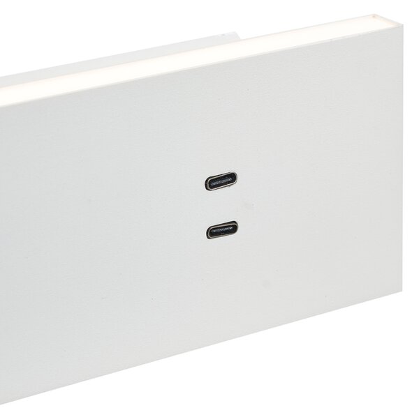 Lampada da parete moderna bianca regolabile con USB-C incl. LED - Modric