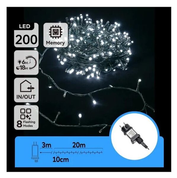 Aigostar - Catena luminosa LED per esterni 200xLED/3,6W/230V 20m IP44 bianco freddo