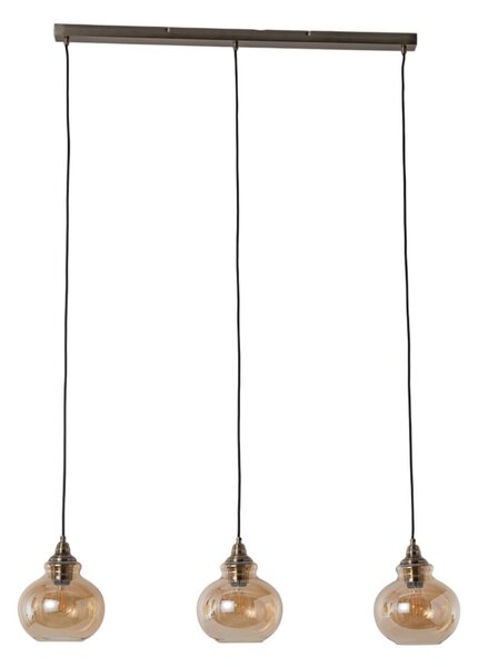 Lampada a sospensione Lindby, Tymoni, dimmerabile, Bronzo / Ottone anticato, Soggiorno, Vetro, Vintage
