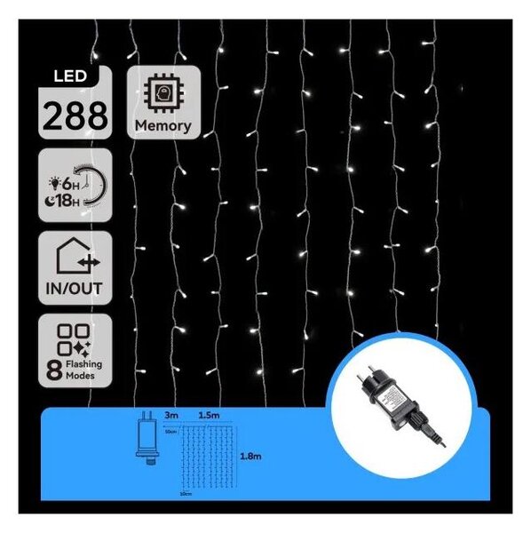Aigostar - Catena luminosa LED natalizia per esterni 288xLED/3,6W/230V 1,5x1,8m IP44 bianco freddo