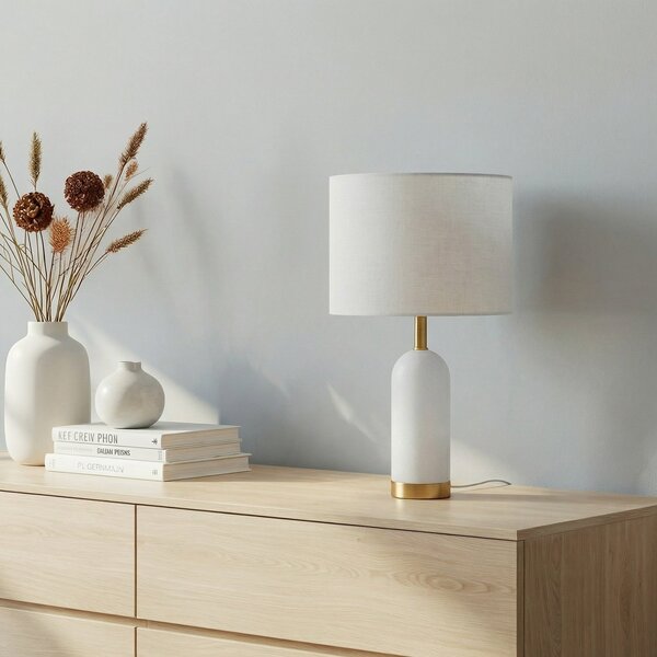Lampade da tavolo Lindby, Alabaster, Bianco, Soggiorno, Tessuto / Tessile, Scandinavo