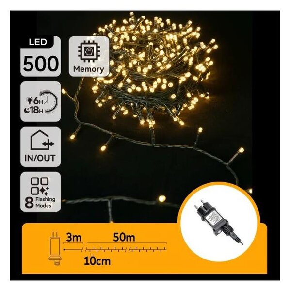 Aigostar - Catena luminosa LED da esterno 500xLED/6W/230V 50m IP44 bianco caldo